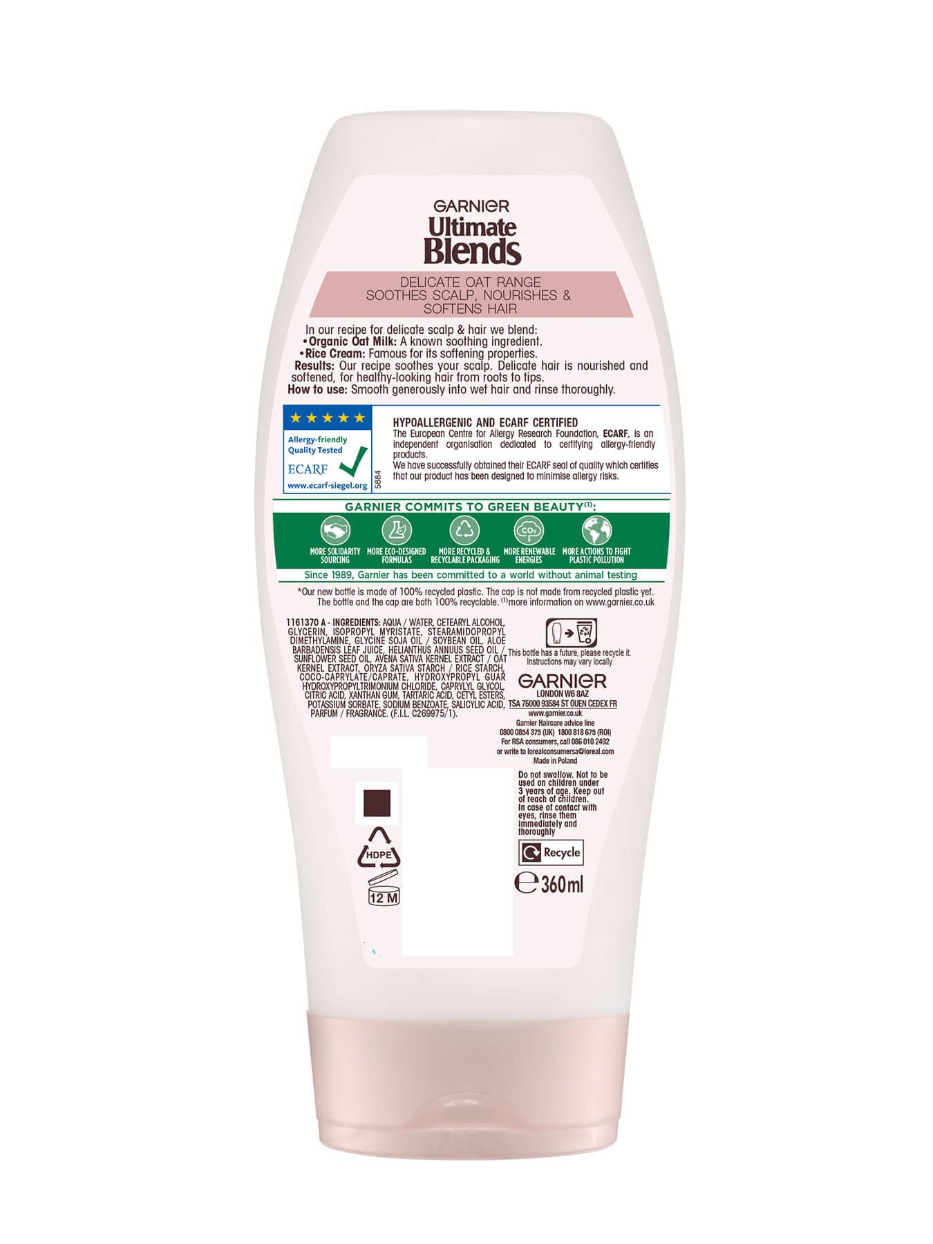 Ultimate Blends Delicate Oat Conditioner back of pack